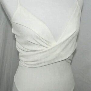 NWT Bodysuit Tank Top Ivory Magnolia Boutique Womens Medium Draped Shirt